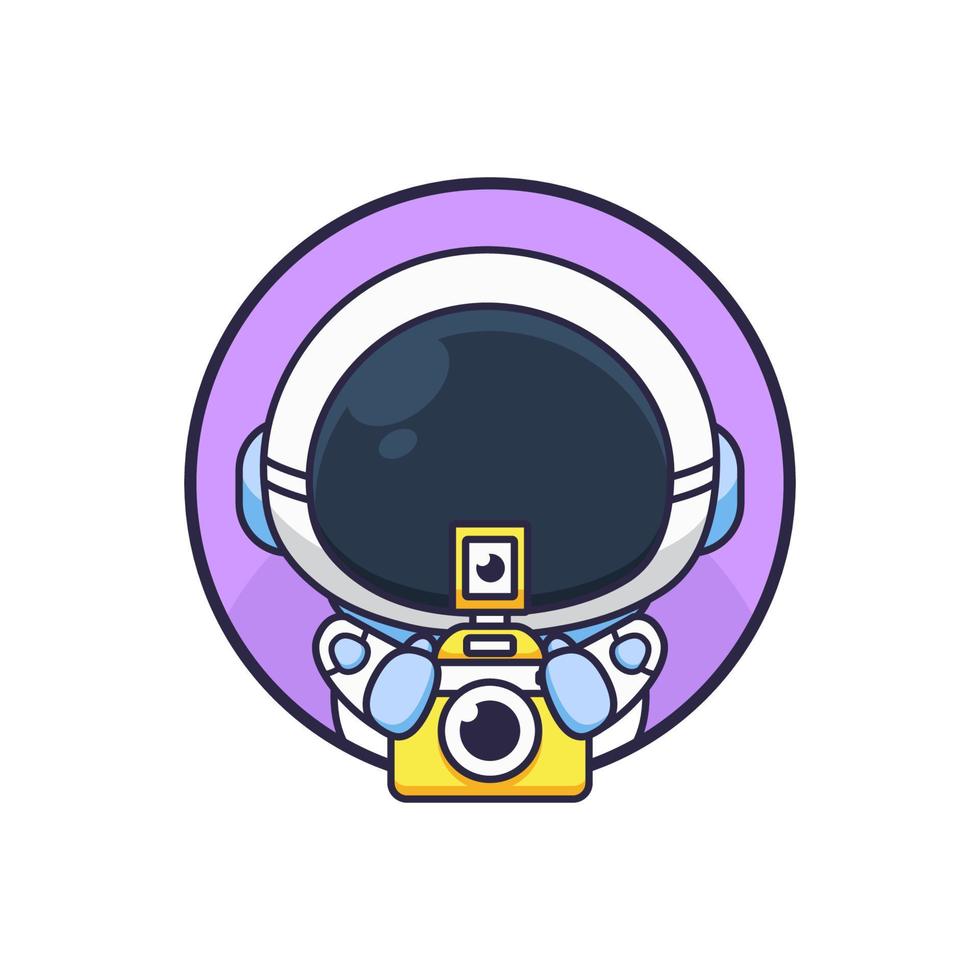 set of cute astronaut photography holding camera vector