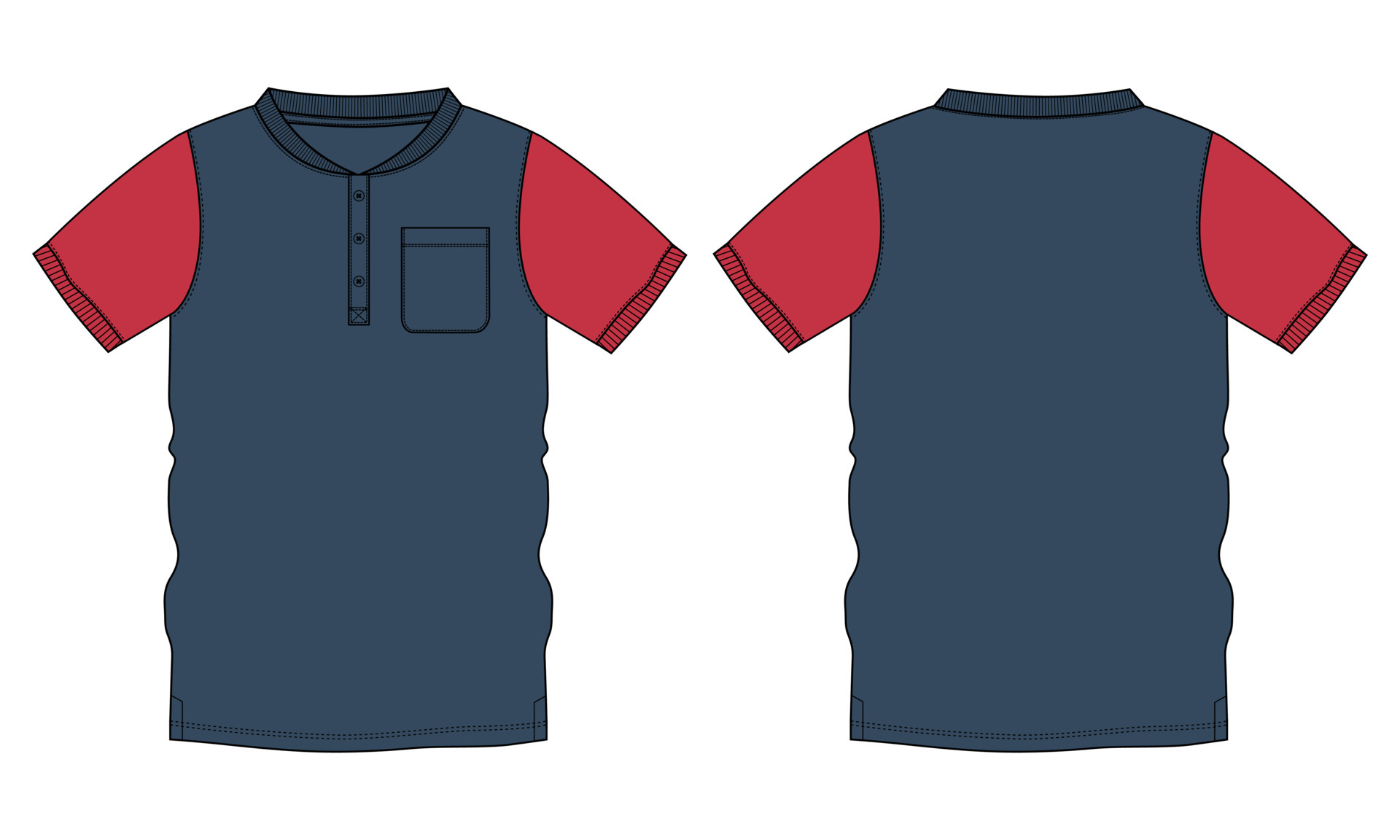 Two tone red and navy blue Color T-Shirt Vector illustration Template