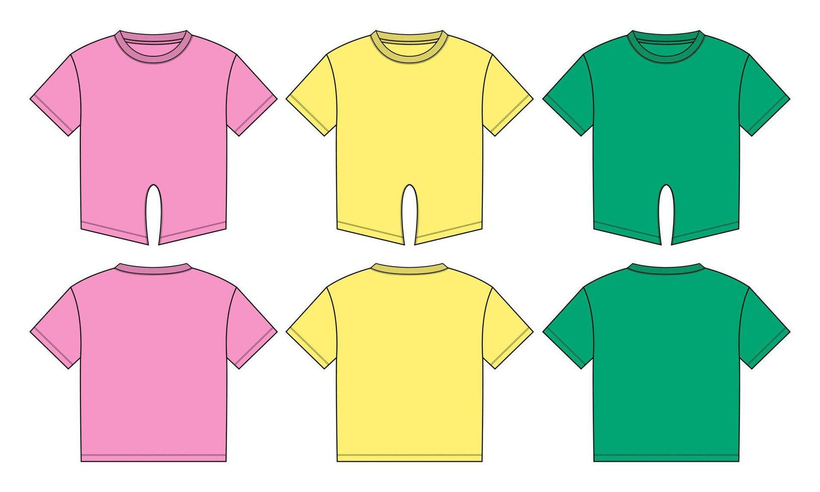 Multicolor Short sleeve t shirt Tops Vector illustration template For Ladies.