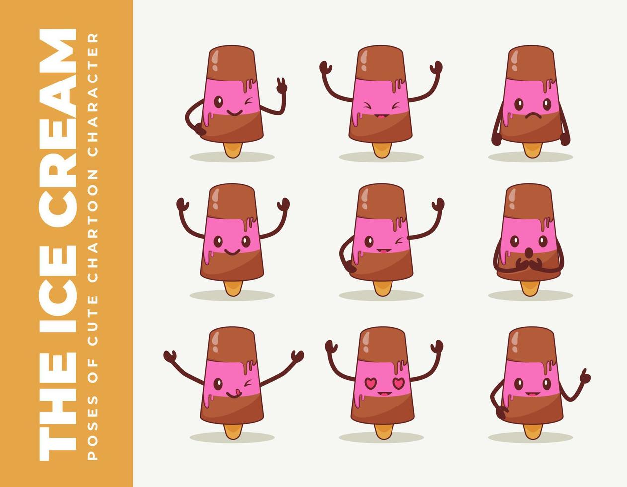 bundle pose character ice cream vector