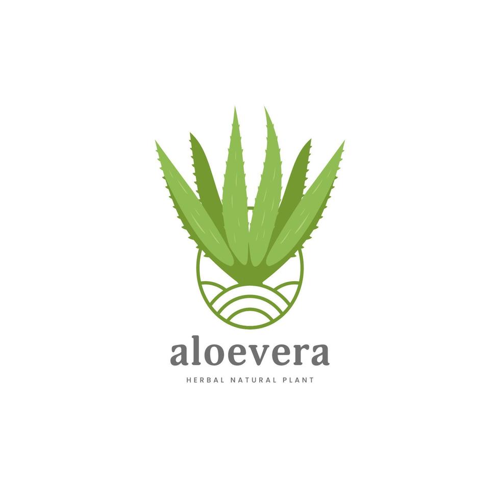 aloevera green herbal plant logo icon symbol badge vector