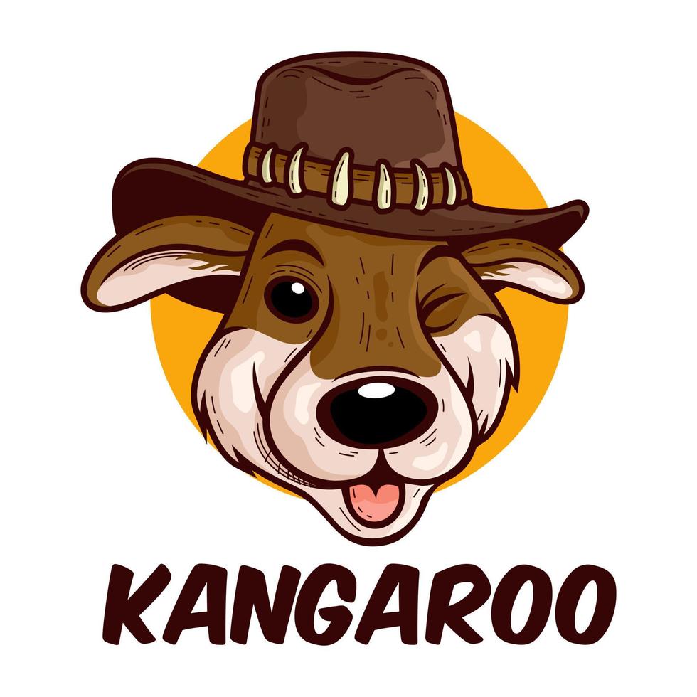 Cartoon Happy Kangaroo with hat vector isolated on white background