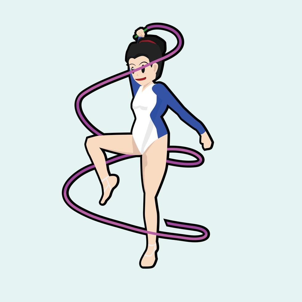 Vector and illustration of sport icon on isolated light blue background. Sporting event of rhythmic gymnastics.