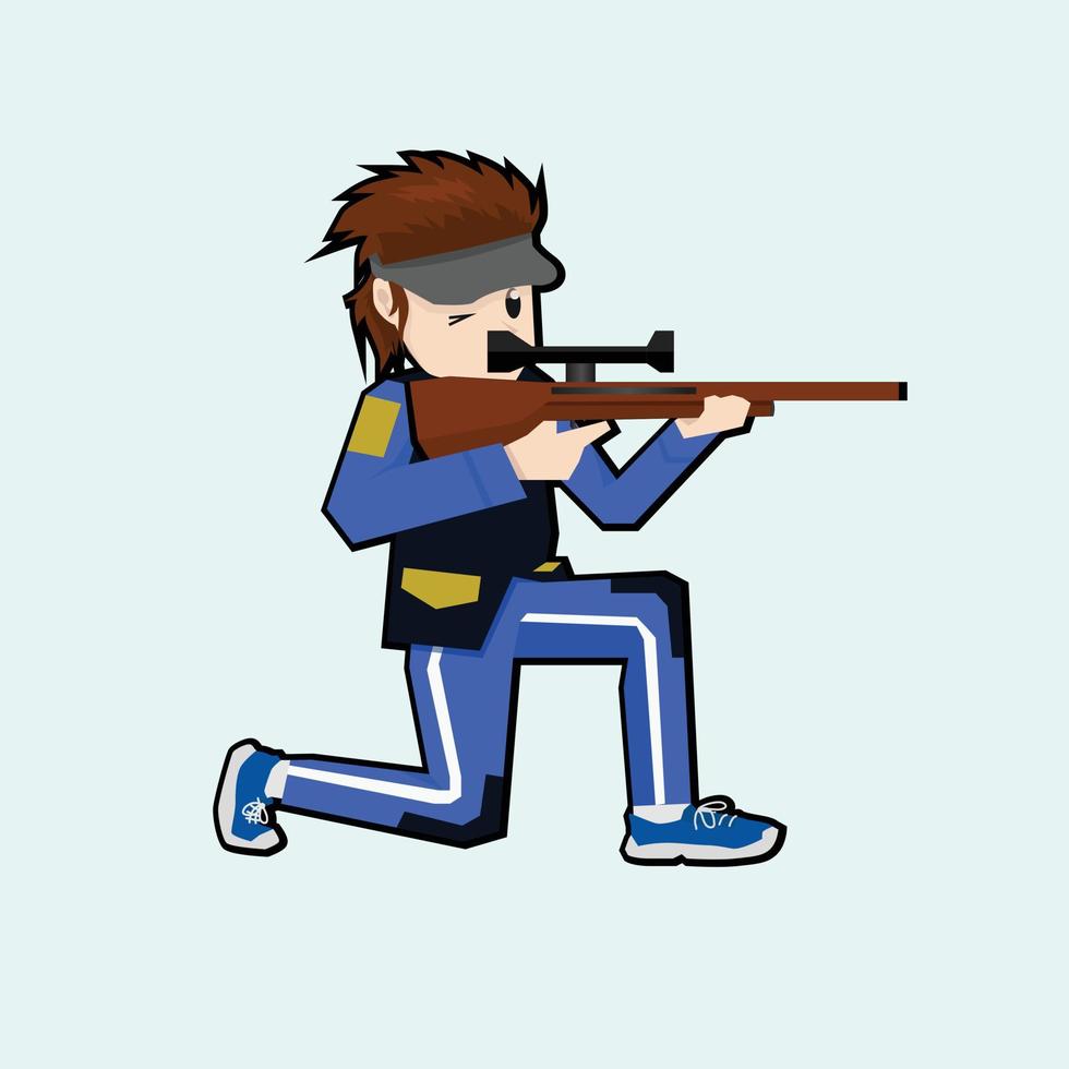 vector e ilustración del icono del deporte sobre fondo azul claro aislado. evento deportivo de disparar un arma.