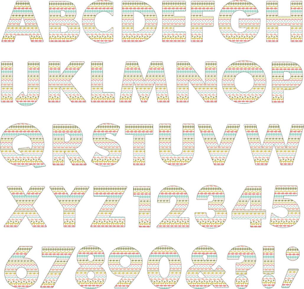 pastel embroidery stitched vector alphabet