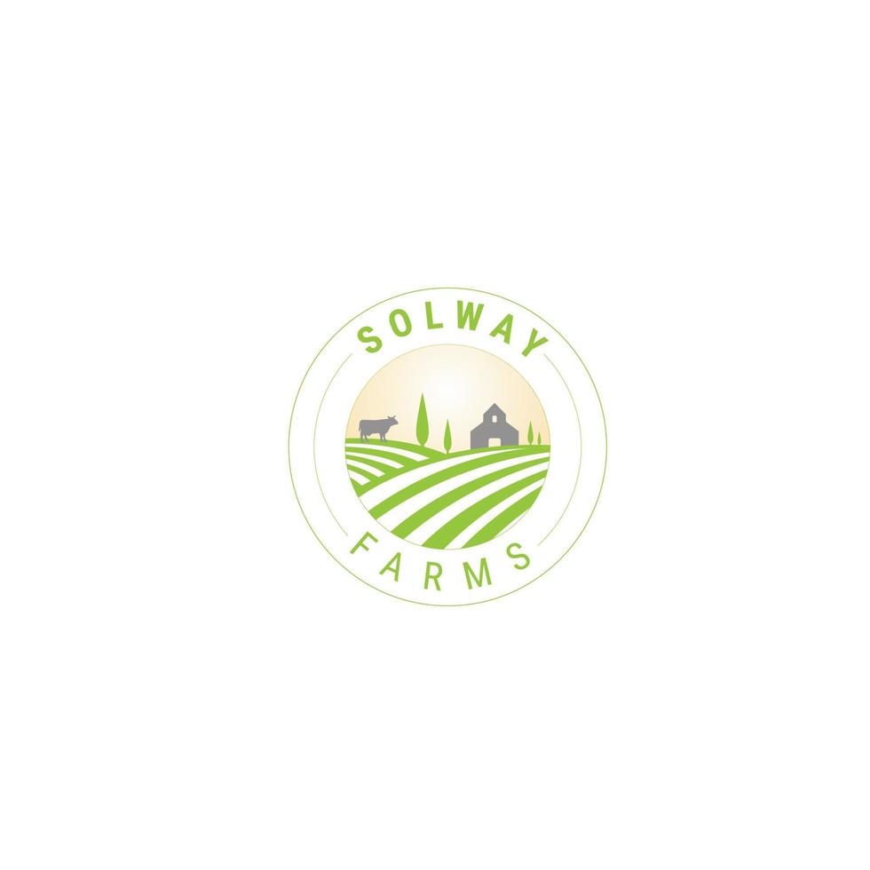 farm house vantage logo with agriculture house green field vector logo design