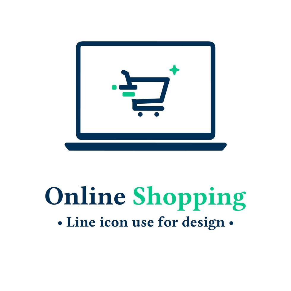 Simple and modern flat design online shopping icon concept isolated on white background.  vector illustration online shopping symbol for web and mobile apps.  Vector illustration