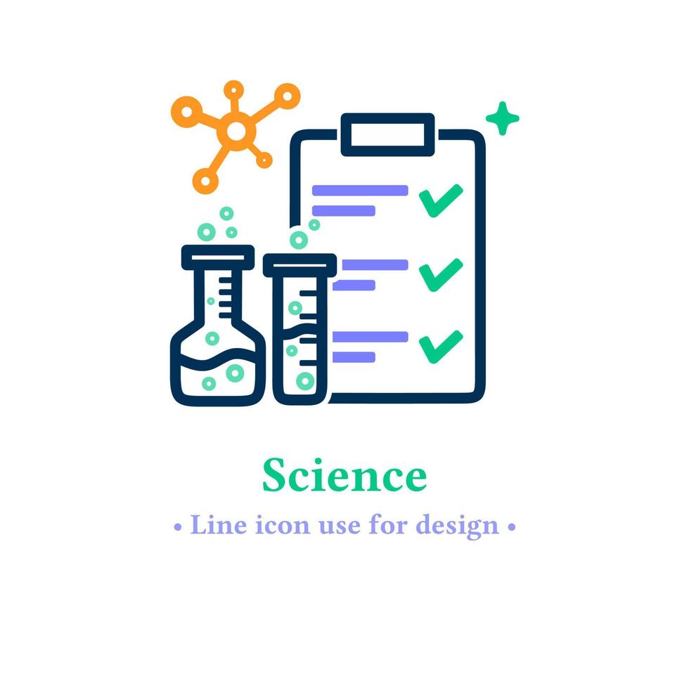iconos de ciencia vector que muestra experimentos y moléculas aisladas en un fondo blanco para elementos de diseño, ilustración vectorial símbolos de ciencia química para aplicaciones web y móviles.