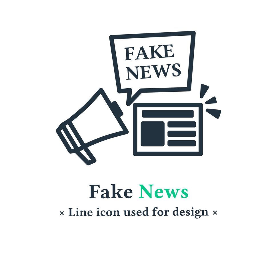 Spreading fake news icon isolated on a white background. Vector illustration of thin line icon for false information and misinformation concept. Vector illustration