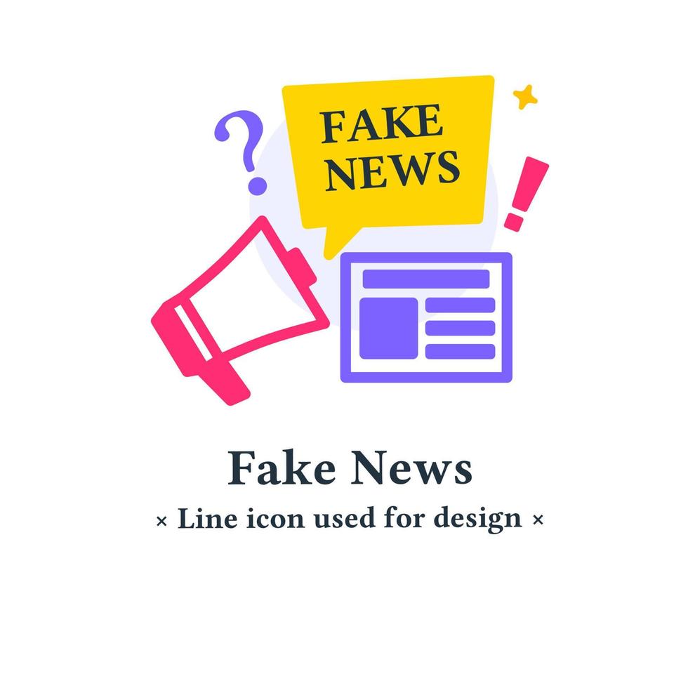 Fake news color icon concept isolated on a white background. Fake news information icon symbol illustration for the concept of false information, misleading information and misinformation vector