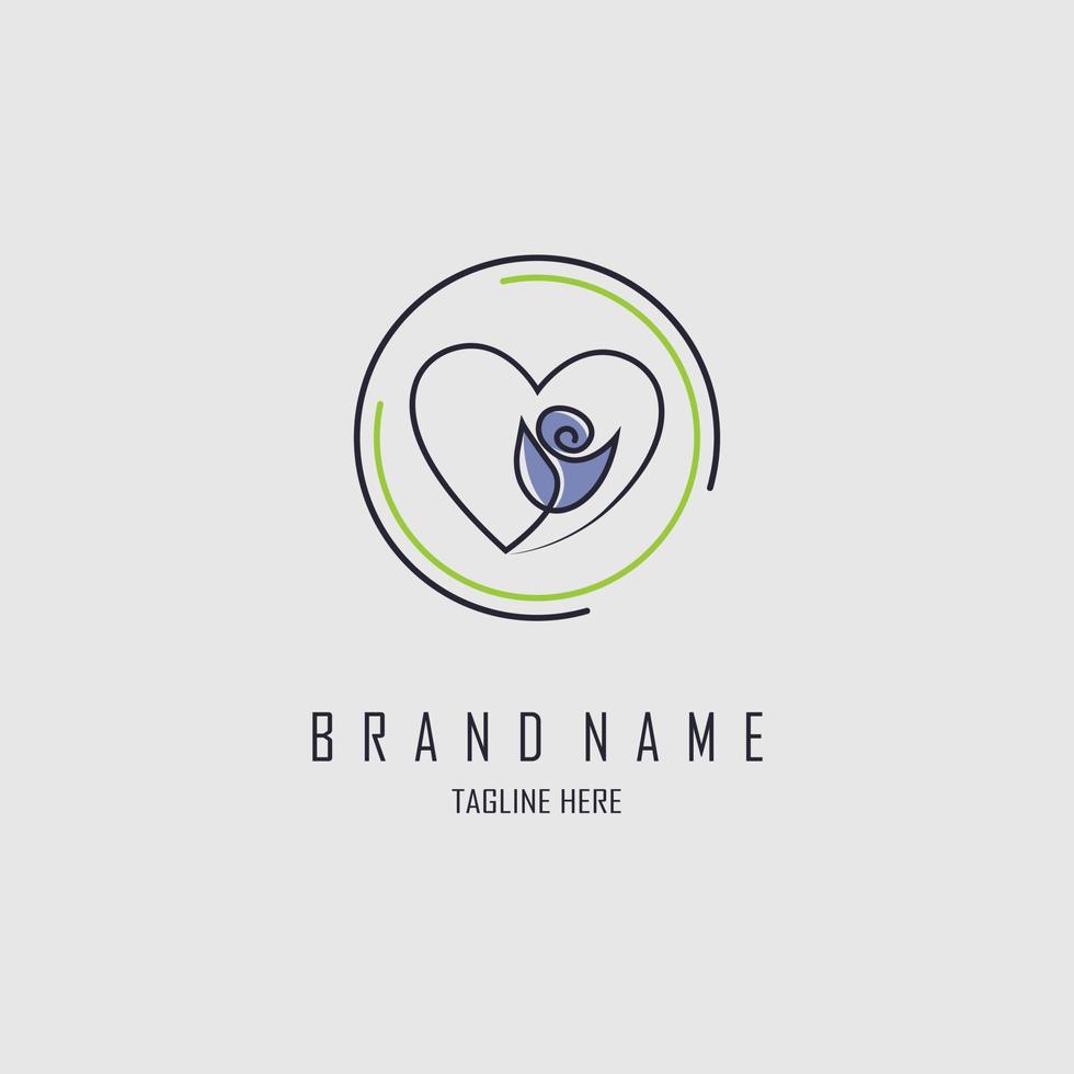 rose flowers love logo line style design template for brand or company and other vector