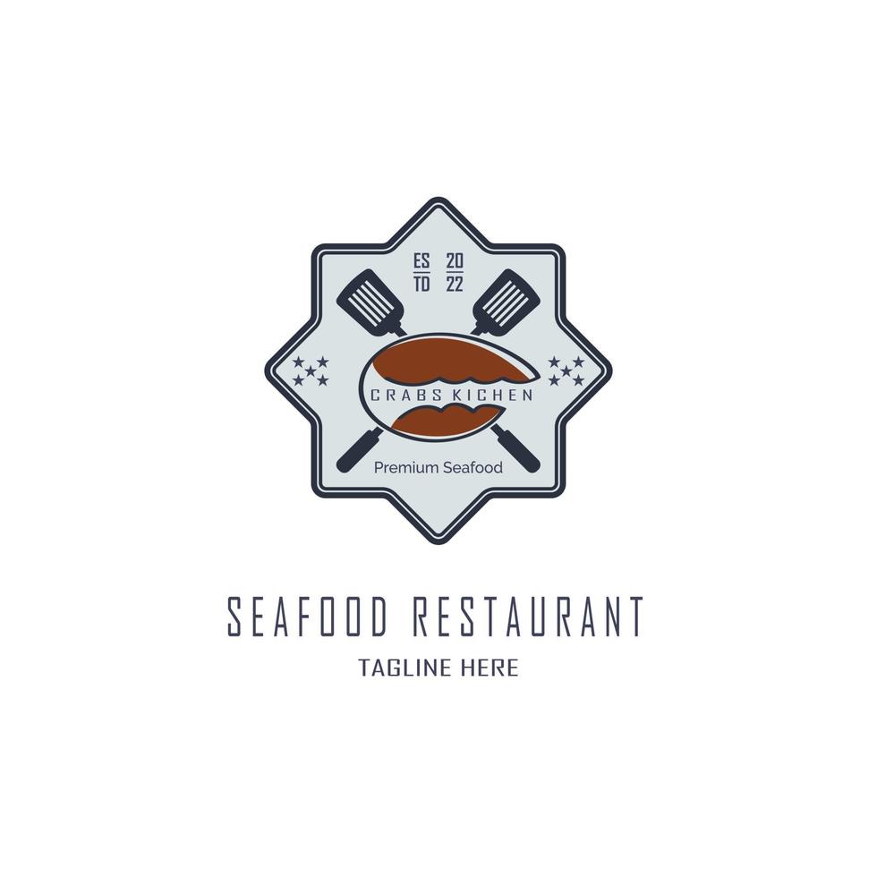 crabs kichen seafood restaurant logo template design for brand or company and other vector