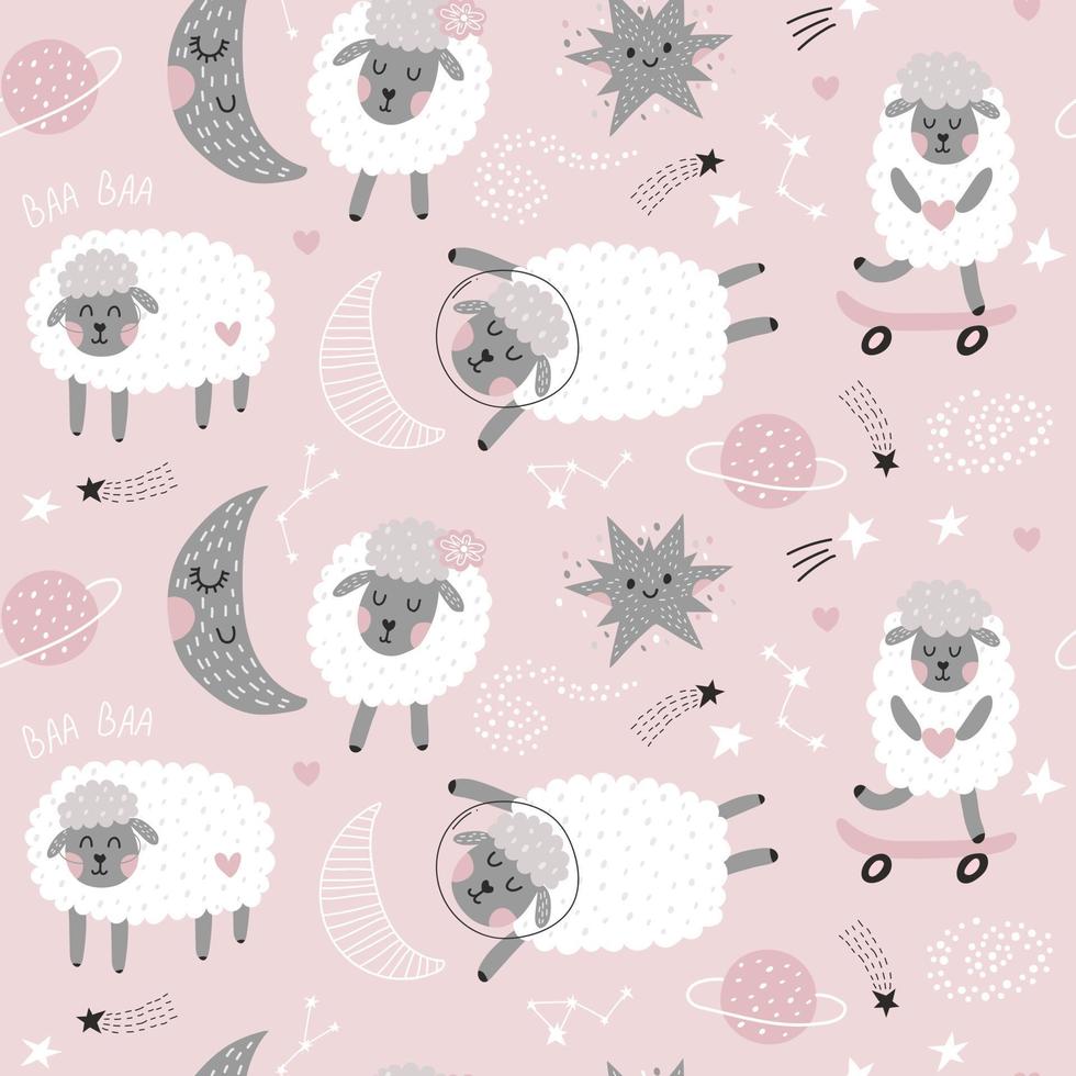 patrón sin costuras con ovejas. estampado de tela ilustración vectorial vector