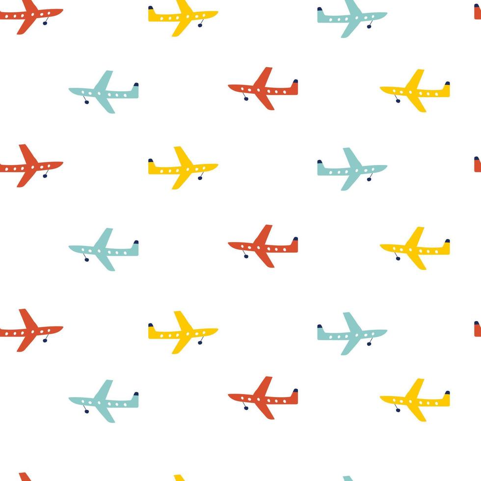 Seamless pattern with airplane. Air transport. Kids print. Vector illustrations