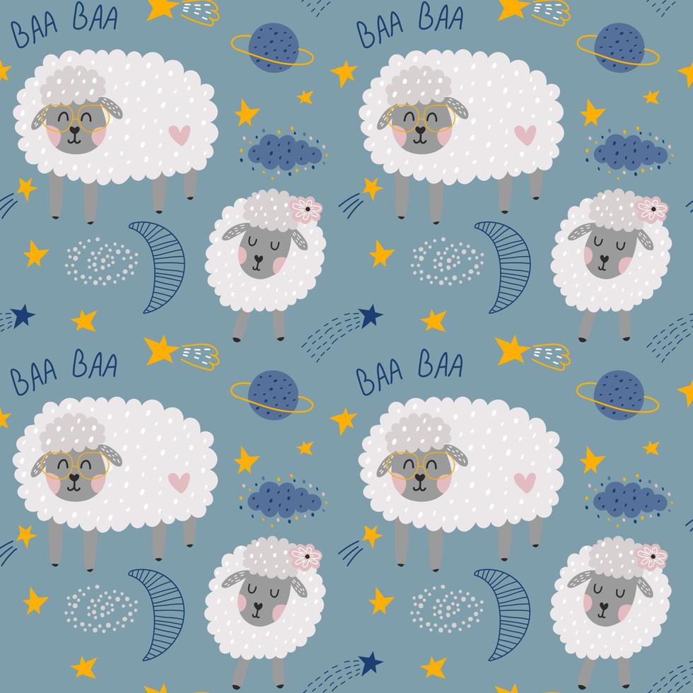 Seamless pattern with sheeps. Fabric print. Vector illustration.