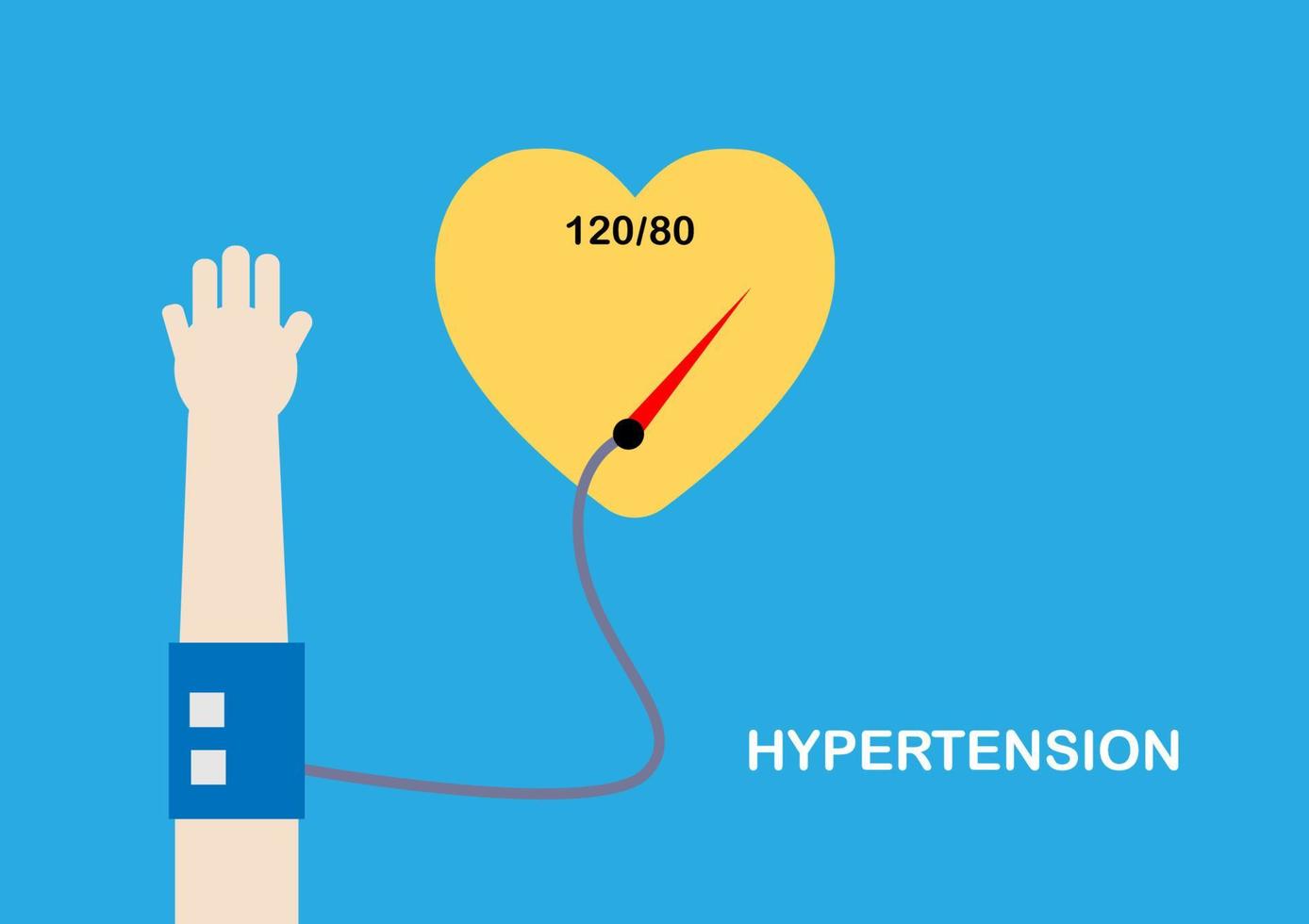 Concept heart function by measuring blood pressure to monitor hypertension. vector