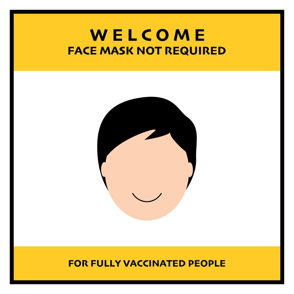 Face mask not required for vaccinated people banner vector