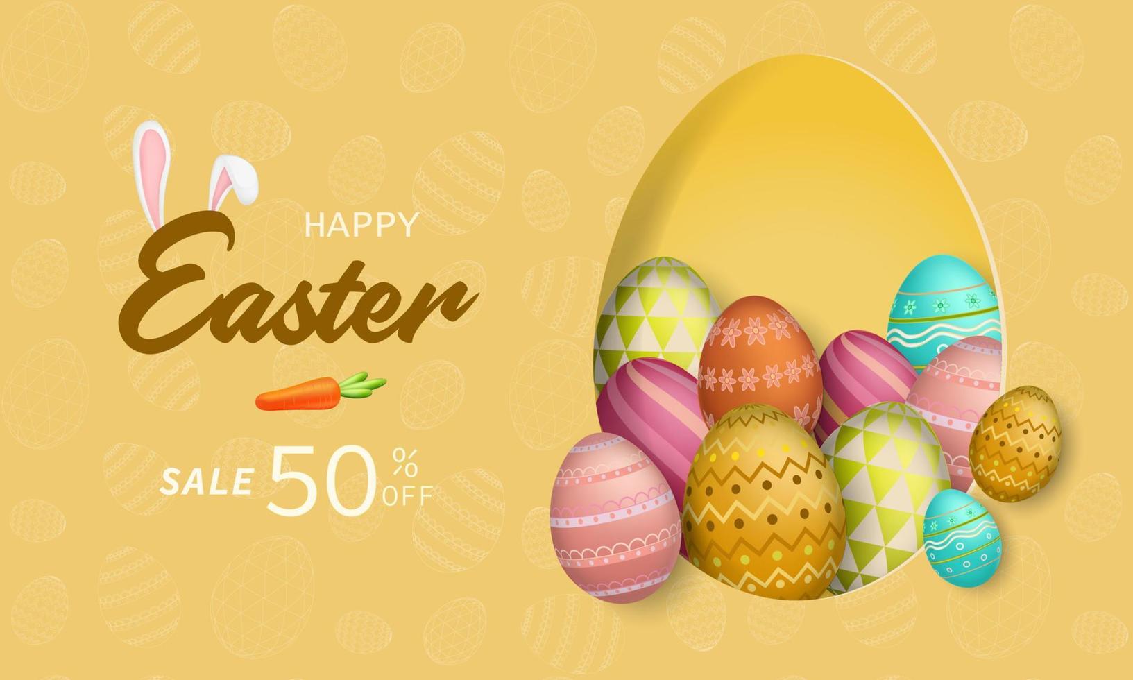 Happy Easter.3D eggs with differents texture elements and colorful. vector