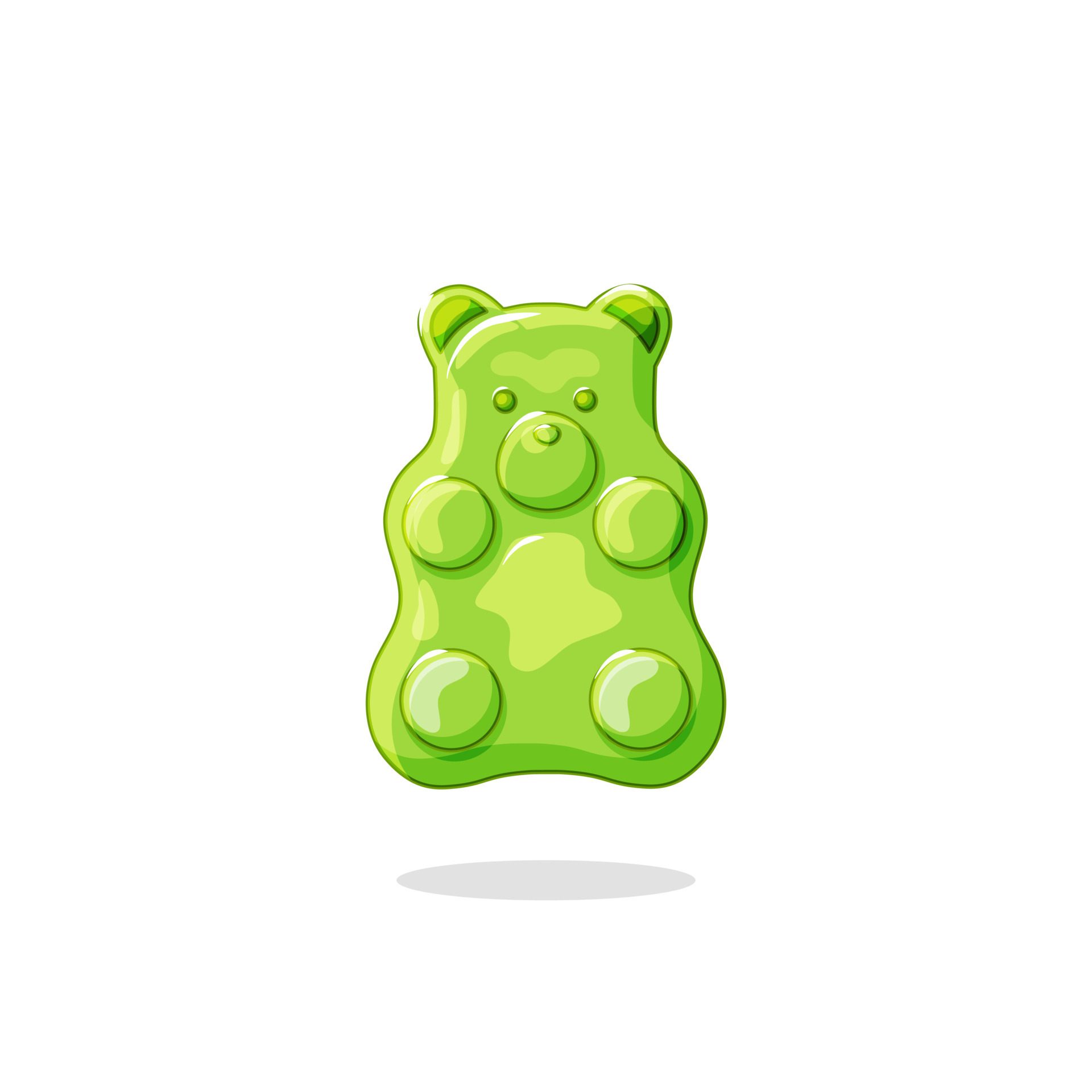 Green gummy bear.Jelly healthy candies. Delicious vitamins. Vector