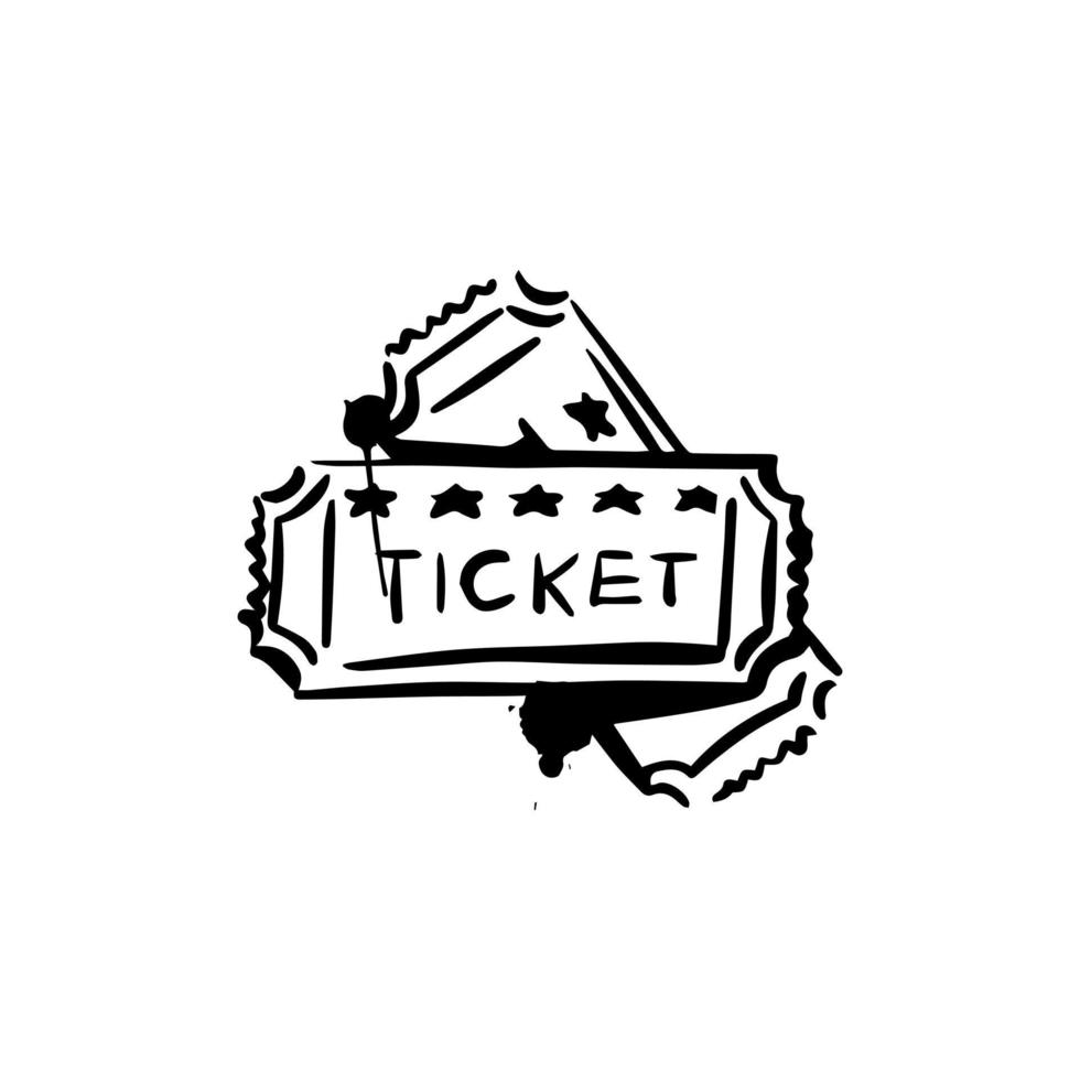 Vintage sketch tickets on a white isolated background. Cinema. Hand-drawn black and white illustration. Vector. vector