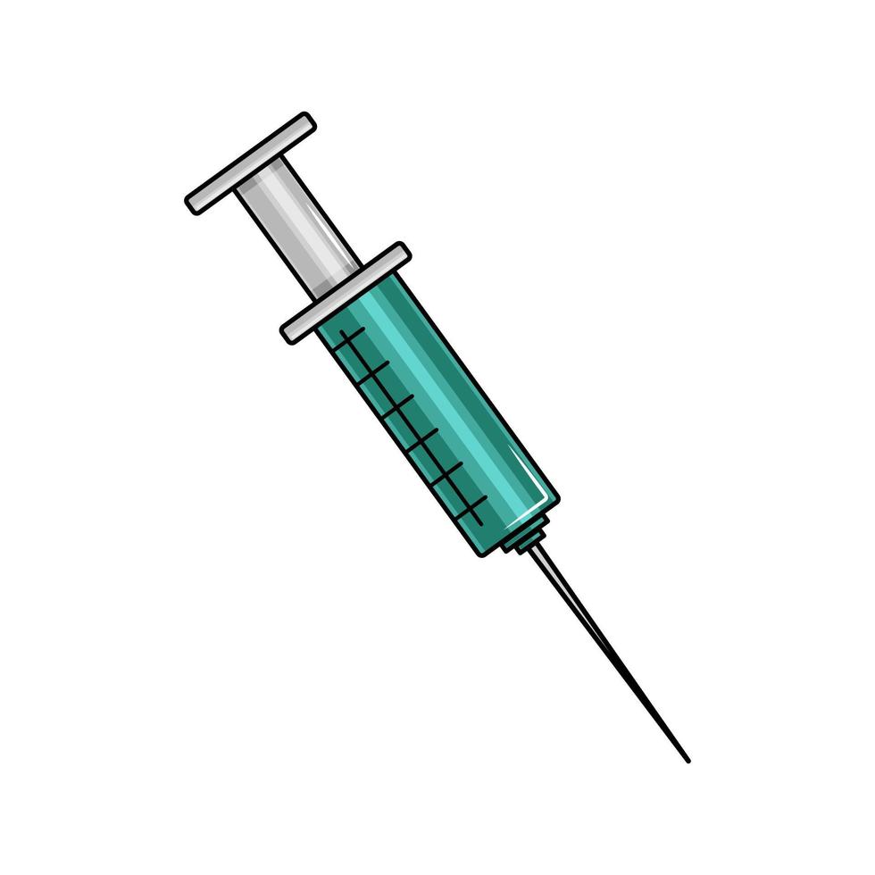 Medical syringe on a white isolated background. The icon. Vector illustration.