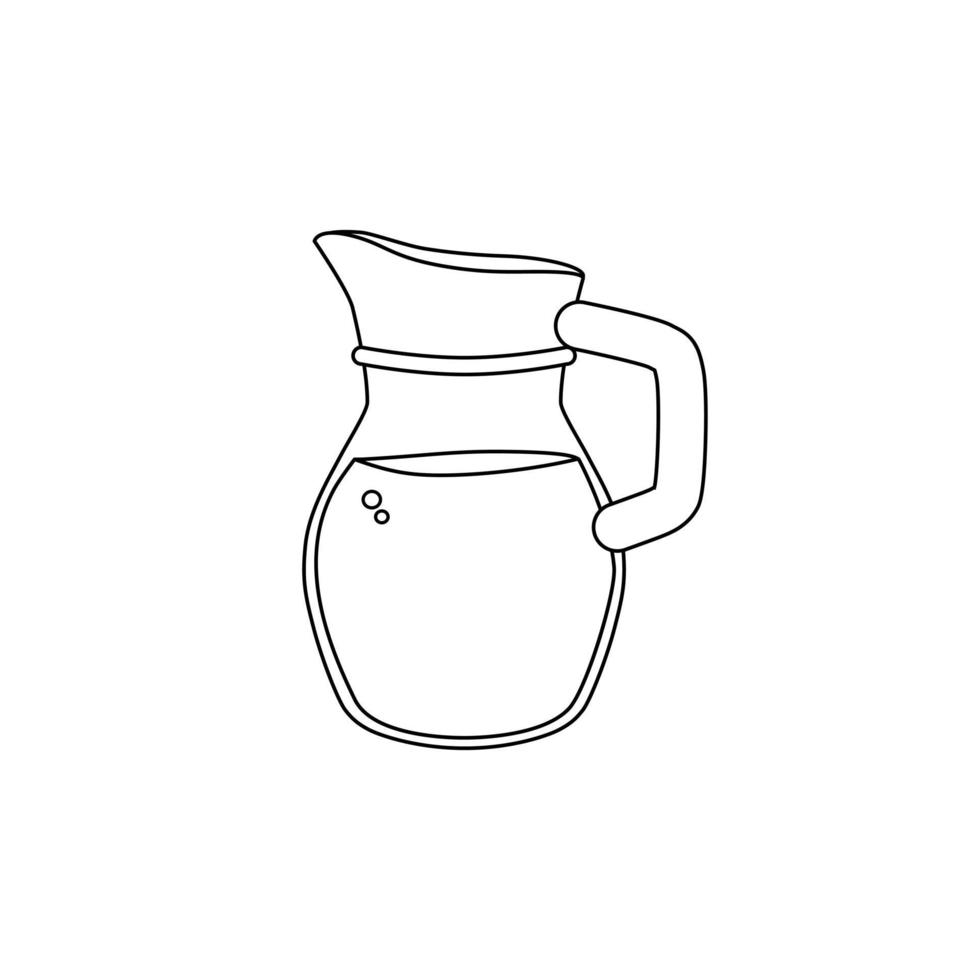 jug of liquid in the outline style on a white isolated background. The icon. Vector illustration.