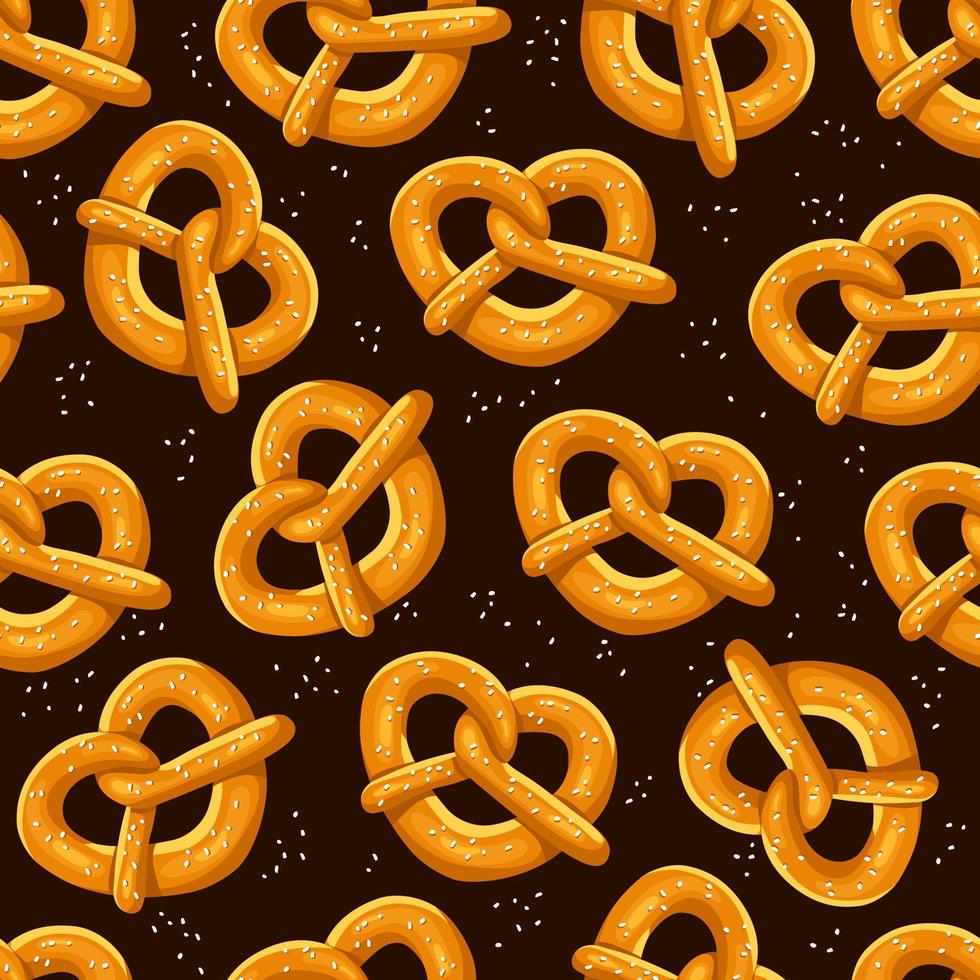 Pretzel seamless pattern on an isolated background. Vector background for Oktoberfest. Cartoon.