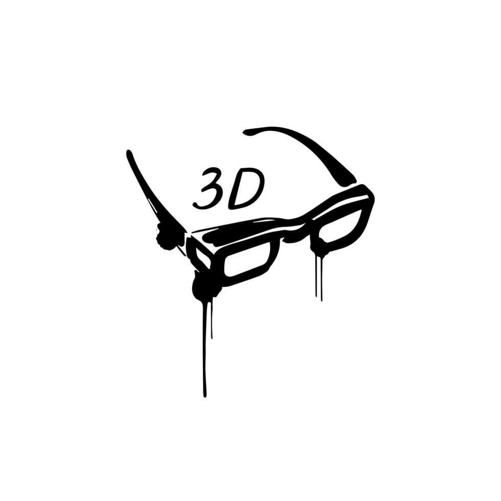3d glasses sketch on a white isolated background. Vector hand-drawn illustration.