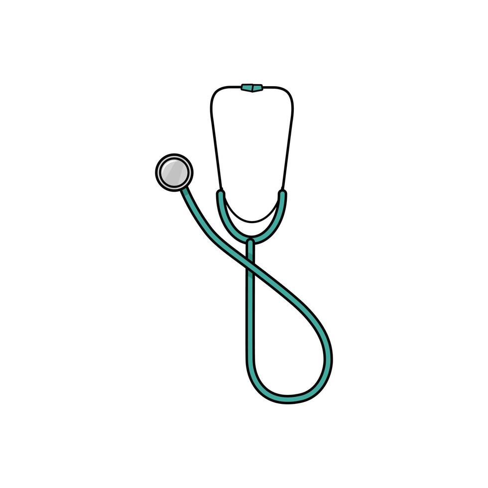 Stethoscope on a white isolated background. The icon. Vector cartoon illustration.