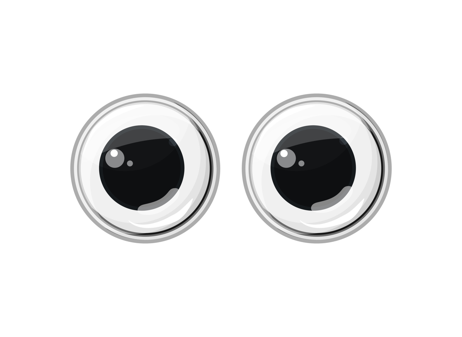 Plastic toy eyes on a white isolated background. Safe toys. Vector