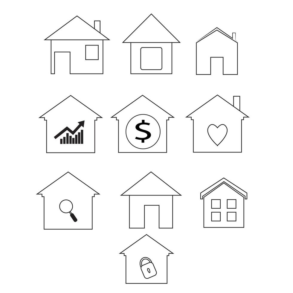 conjunto de iconos de inicio. símbolo de ilustración de vector de casa. estilo plano