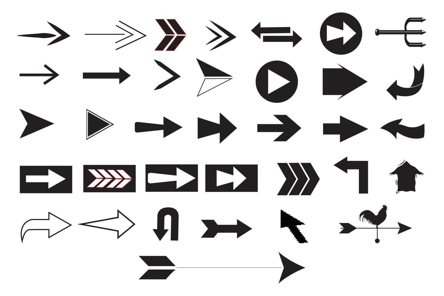 flecha de conjunto de iconos negros grandes. icono de flecha colección de vectores de flecha. cursor. flecha simple moderna. ilustración vectorial