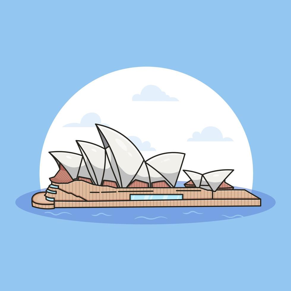 Sydney opera house flat illustration cartoon icon vector