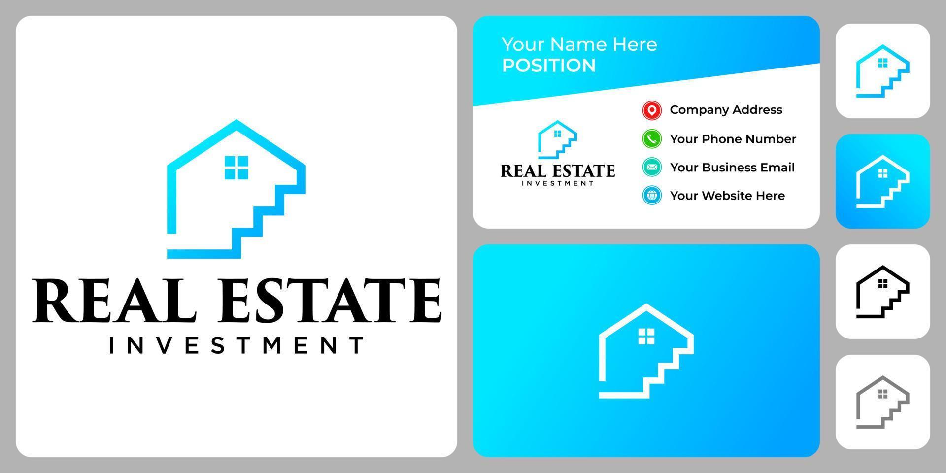 Home investing logo design with business card template. vector