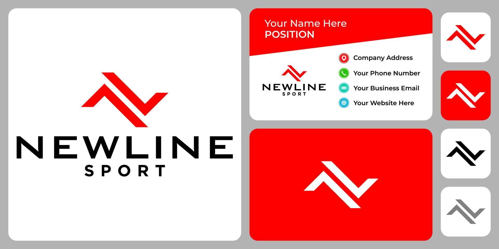 Letter N L monogram sport logo design with business card template. vector