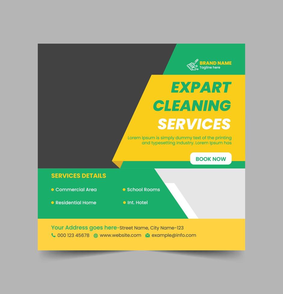 Cleaning service social media post template vector