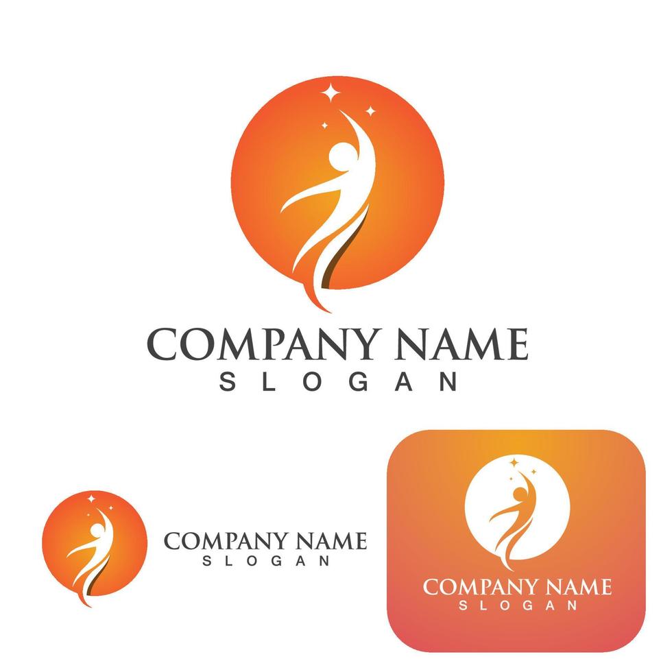 People jump star logo and symbol vector