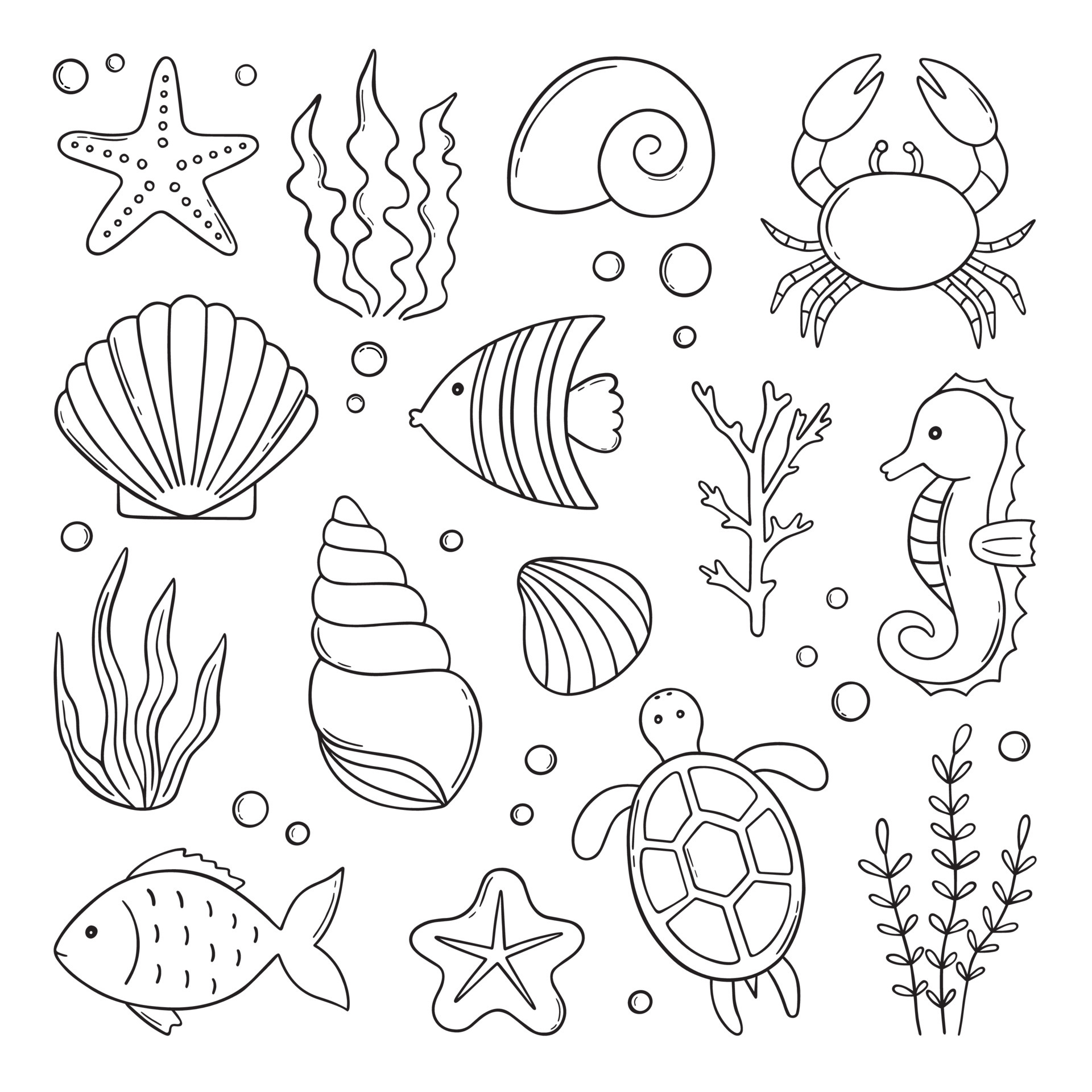 Wall Mural Sea creatures sketch - PIXERS.NET.AU