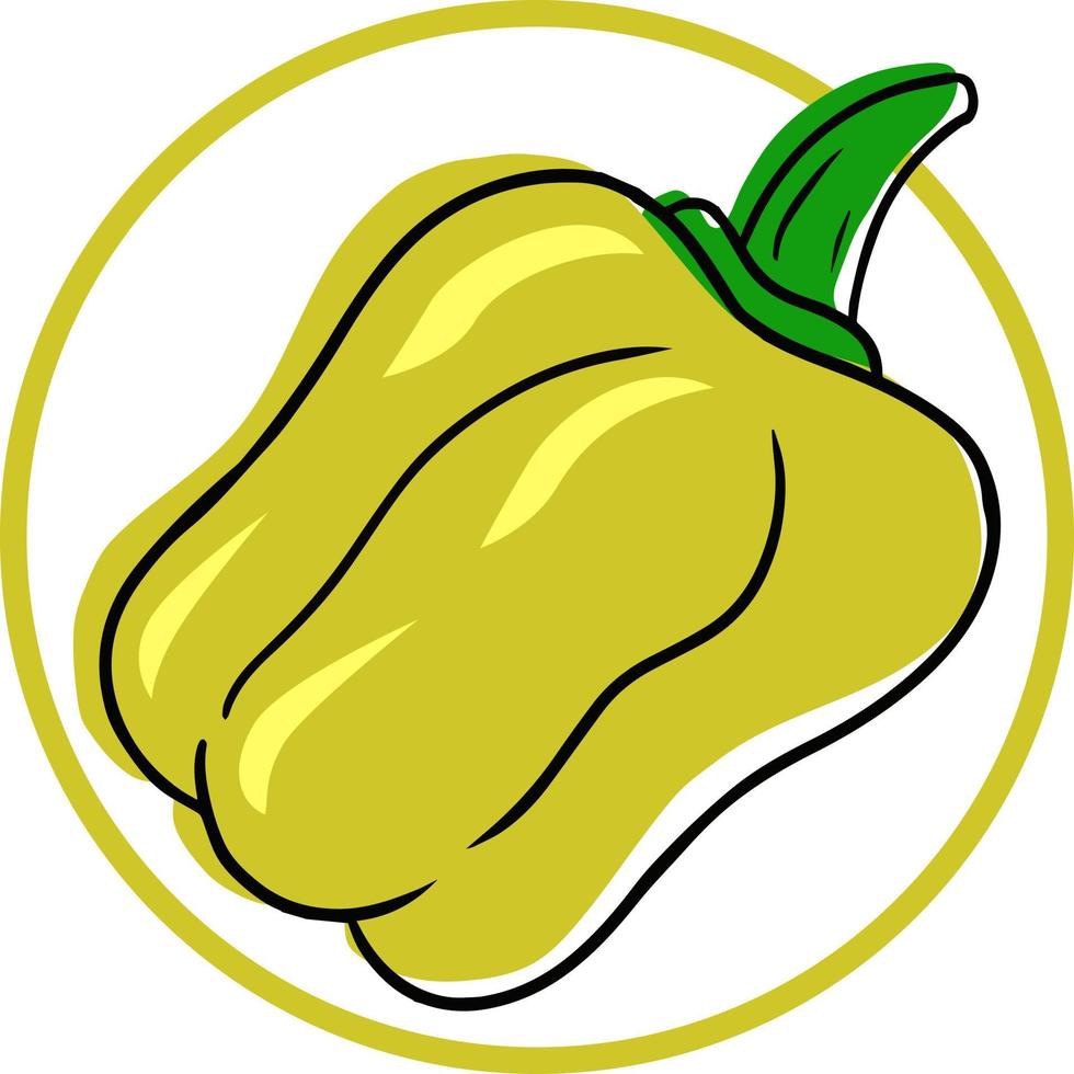 tarjeta redonda con pimiento amarillo maduro. ilustración vectorial, elemento de diseño vector