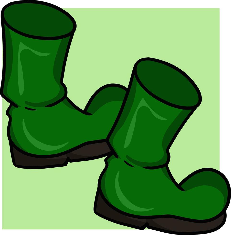 un conjunto de dibujos de dibujos animados para la fiesta de st. Patricio. botas de duende verde. ilustración vectorial vector