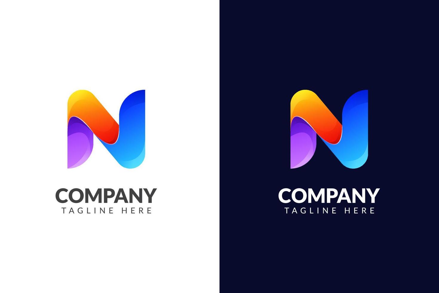 diseño de logotipo letra n elegante con concepto creativo degradado vector