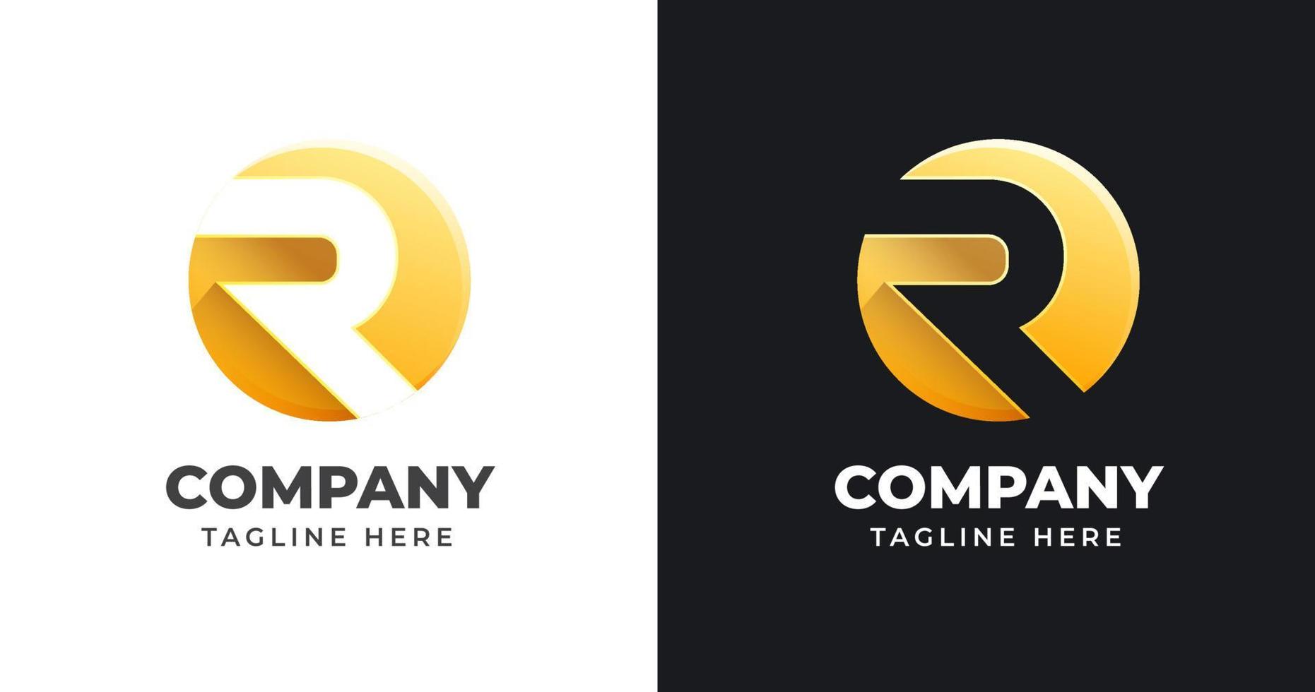 Letter R luxury logo design template with circle shape style vector