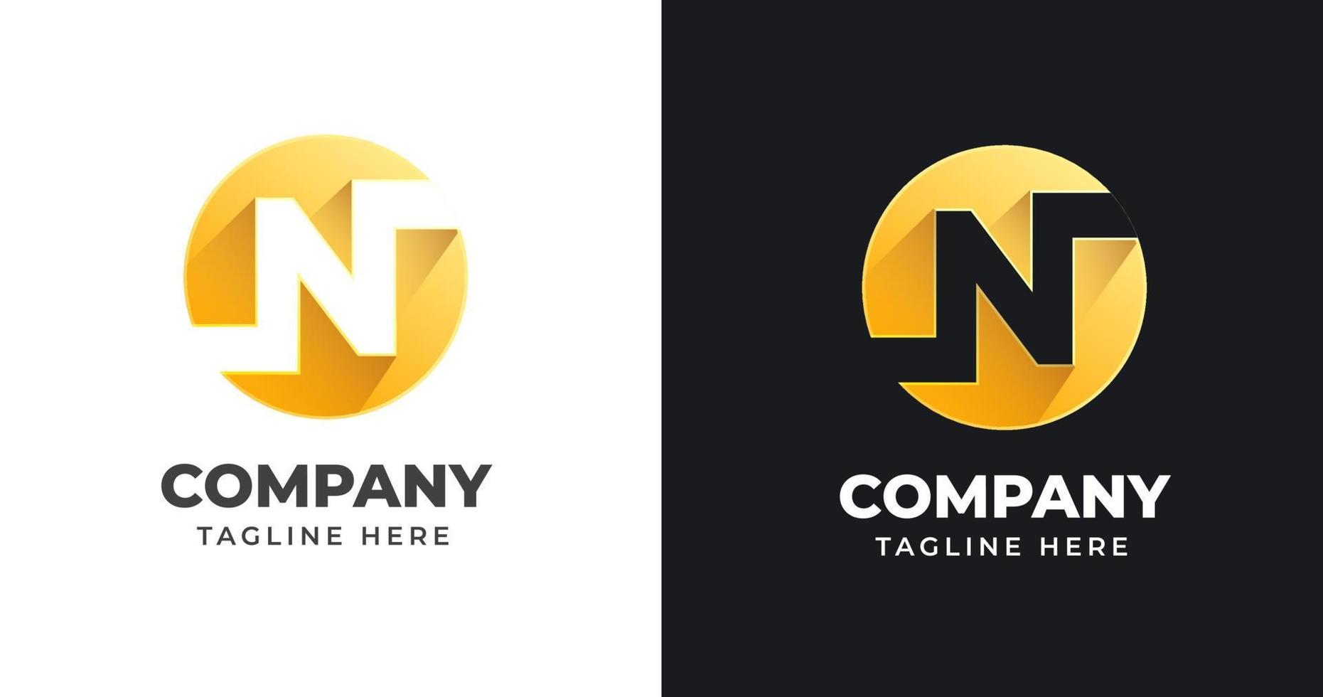 Letter N logo design template with geometric shape style vector