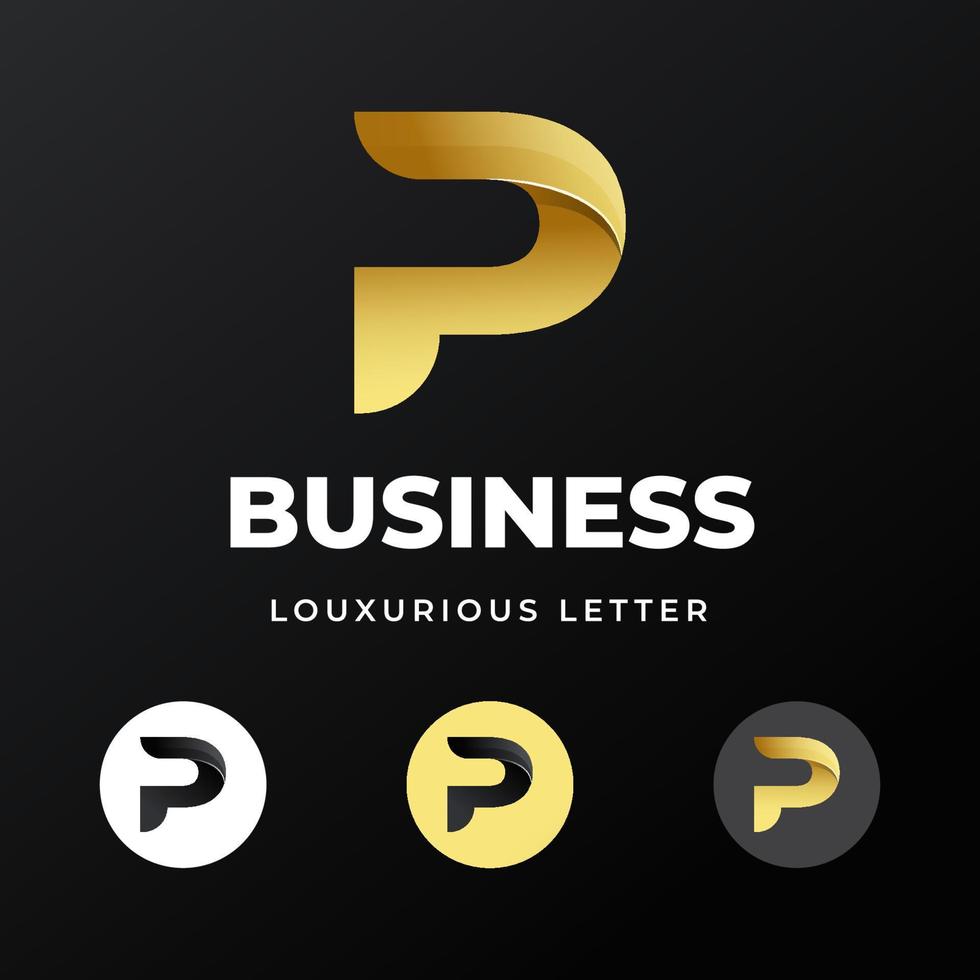 initial letter R logo template design with gold gradient concept luxury for business company vector