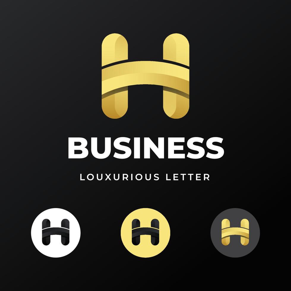 diseño de plantilla de logotipo de letra h inicial con concepto de degradado dorado de lujo para empresa comercial vector