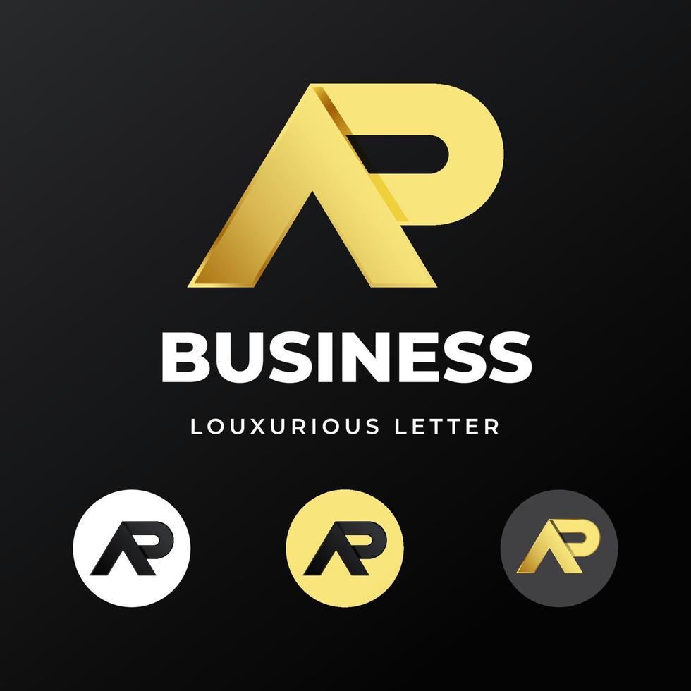 diseño de plantilla de logotipo de letra inicial ap con concepto de degradado dorado de lujo para empresa comercial vector