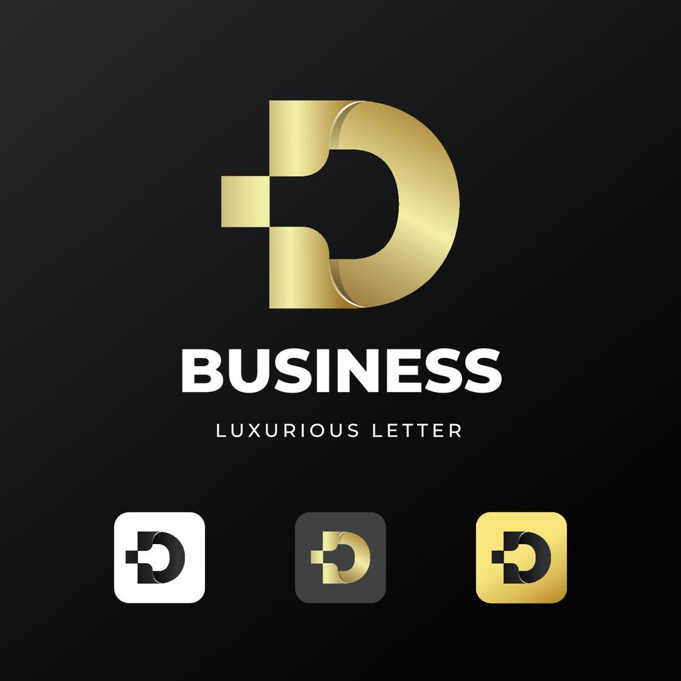 initial letter D logo template design with gold gradient concept luxury for business company vector