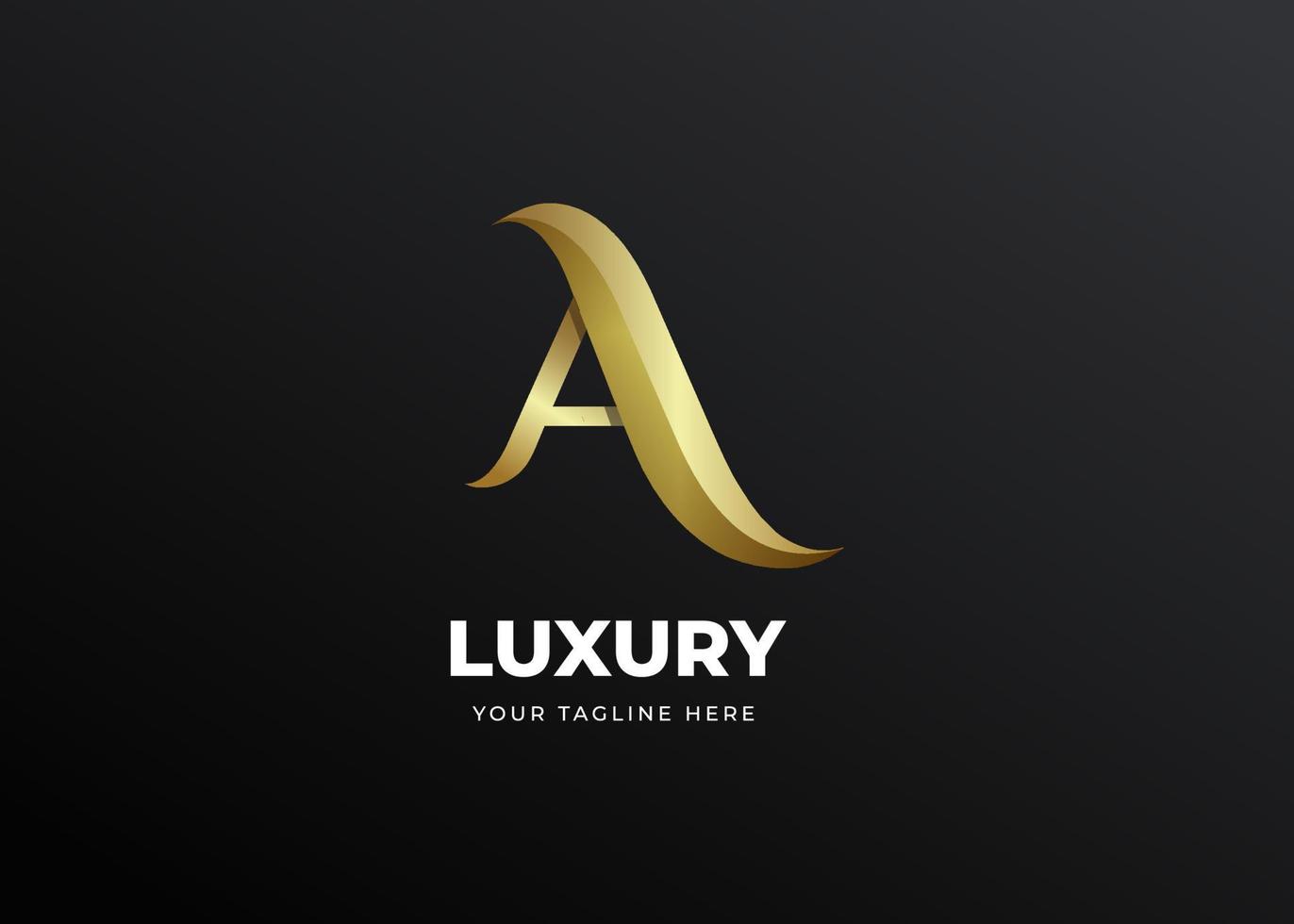 Initial letter A logo design with luxury gold gradient concept vector