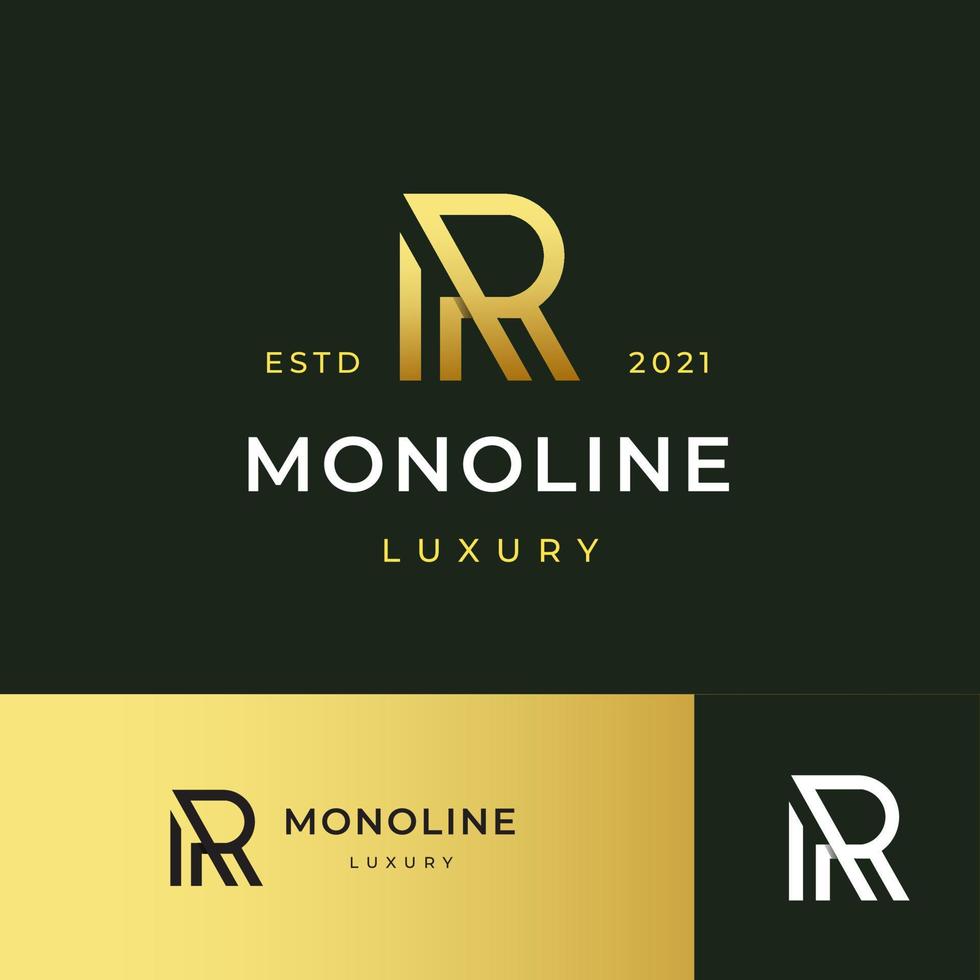 diseño de logotipo de monograma de línea de letras r. emblema de estilo mínimo lineal. elemento de vector elegante de lujo. logotipo de empresa premium. símbolo del alfabeto gráfico para la identidad empresarial corporativa