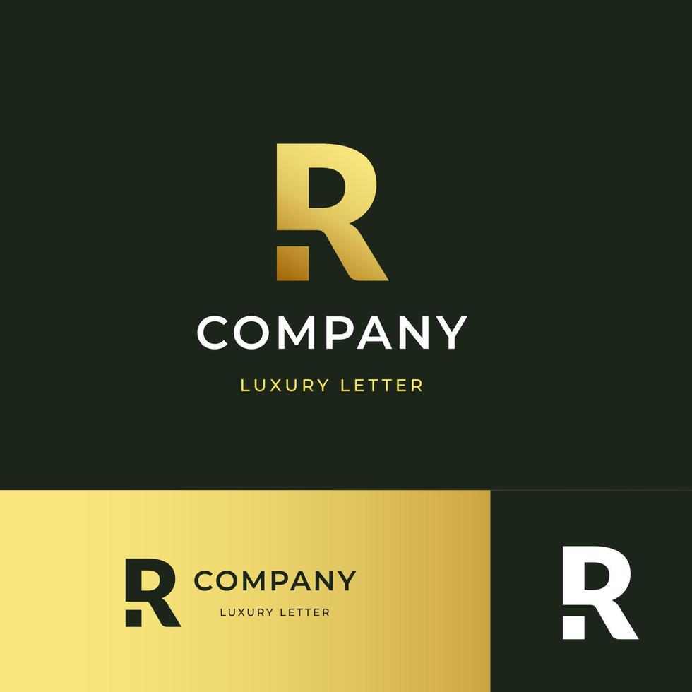 concepto de lujo del logotipo de la letra r. plantilla de diseño de emblema mínimo creativo. símbolo del alfabeto gráfico para la identidad empresarial corporativa. elemento vectorial vector